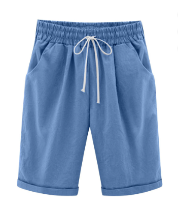 TEMOFON Womens Bermuda Shorts Elastic Waist Drawstring Summer Shorts for Women Casual Knee Length Beach Shorts with Pockets