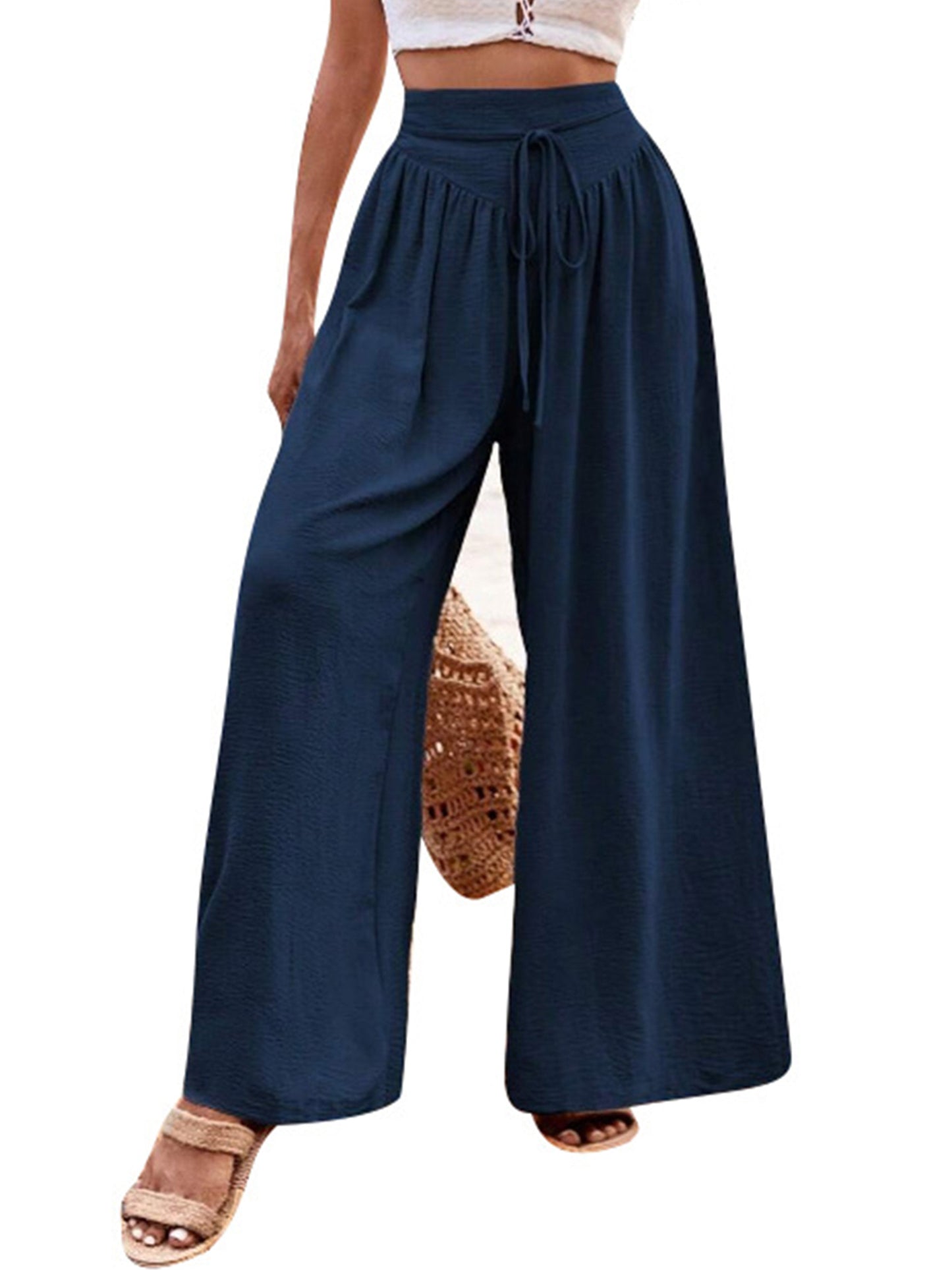 SWQZVT Womens Pants Wide Leg Dress Pants Summer Casual Pants for Women Loose Louge Black Pants Palazzo Pants for Women High Waisted Pants