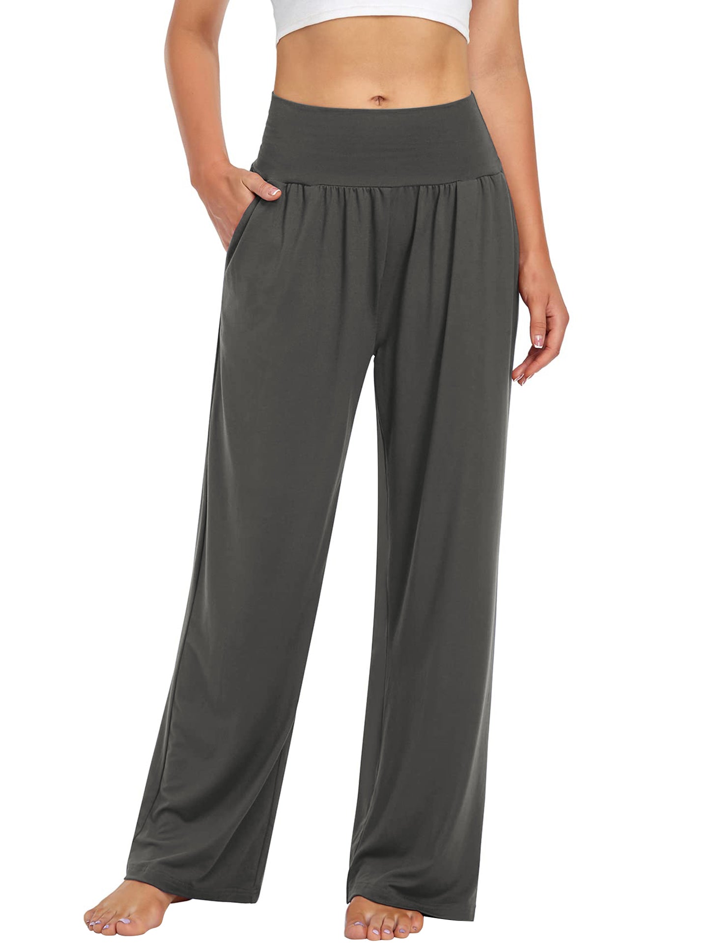 SWQZVT Womens Sweatpants Wide Leg Yoga Pant for Women Casual Stretchy Palazzo Women Pants Comfy Light Weight Soft Slacks