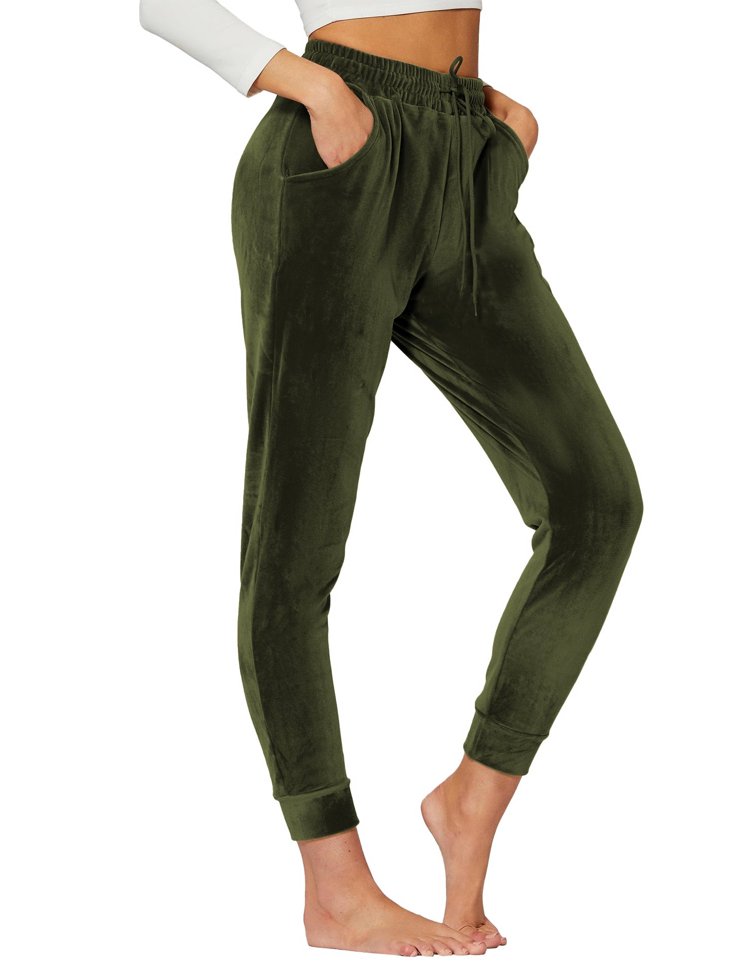 TEMOFON Lounge Jogger Pants for Women Velour Casual Soft Sweatpants – Joggers with Adjustable Waist