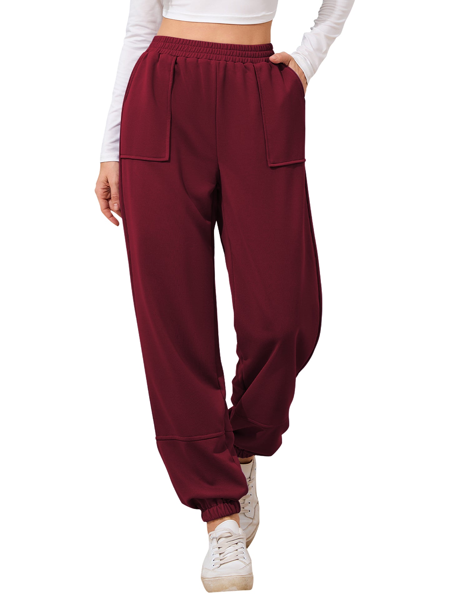 TEMOFON Sweat Pants Casual Joggers: Fall Trend Ladies Sweatpants — Elastic Cuffs Straight Leg Comfy Jogger Pan