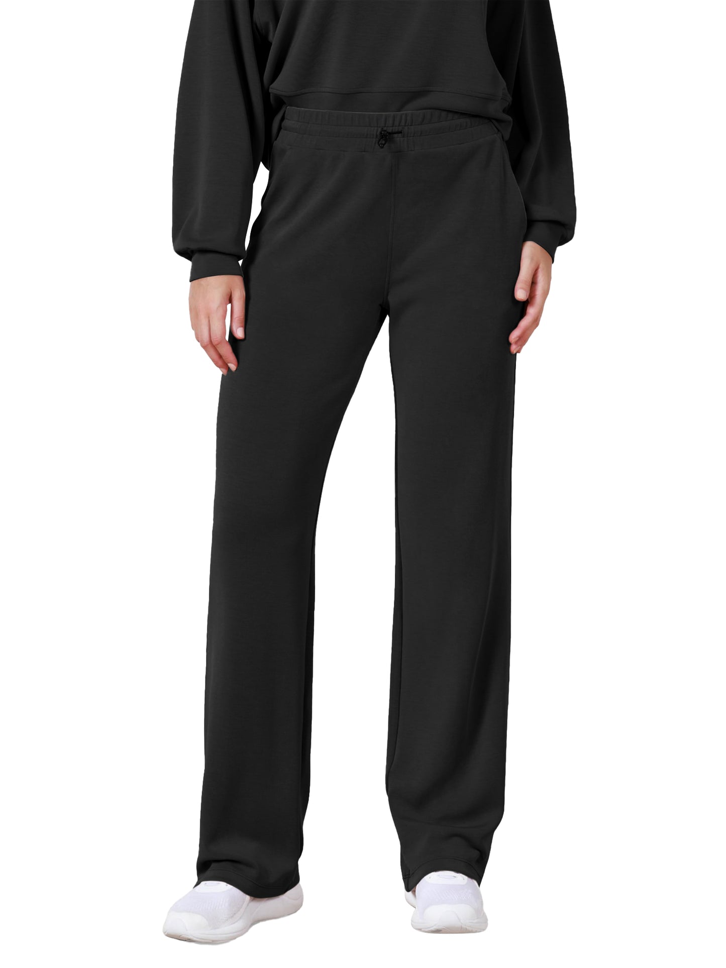 TEMOFON Women's Wide Leg Sweatpants with Pockets Shockcord High Waist Casual Lounge Pants Drawstring Athletic Joggers