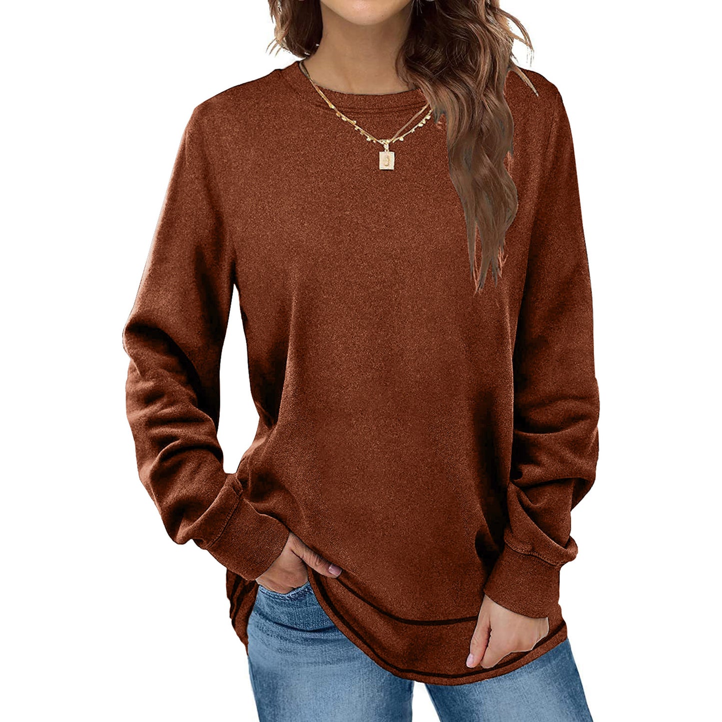 SHIBEVER Plus Size Sweatshirts for Women Crewneck Casual Tunic Tops Long Sleeve Shirts Womens Fall Pullover Tops