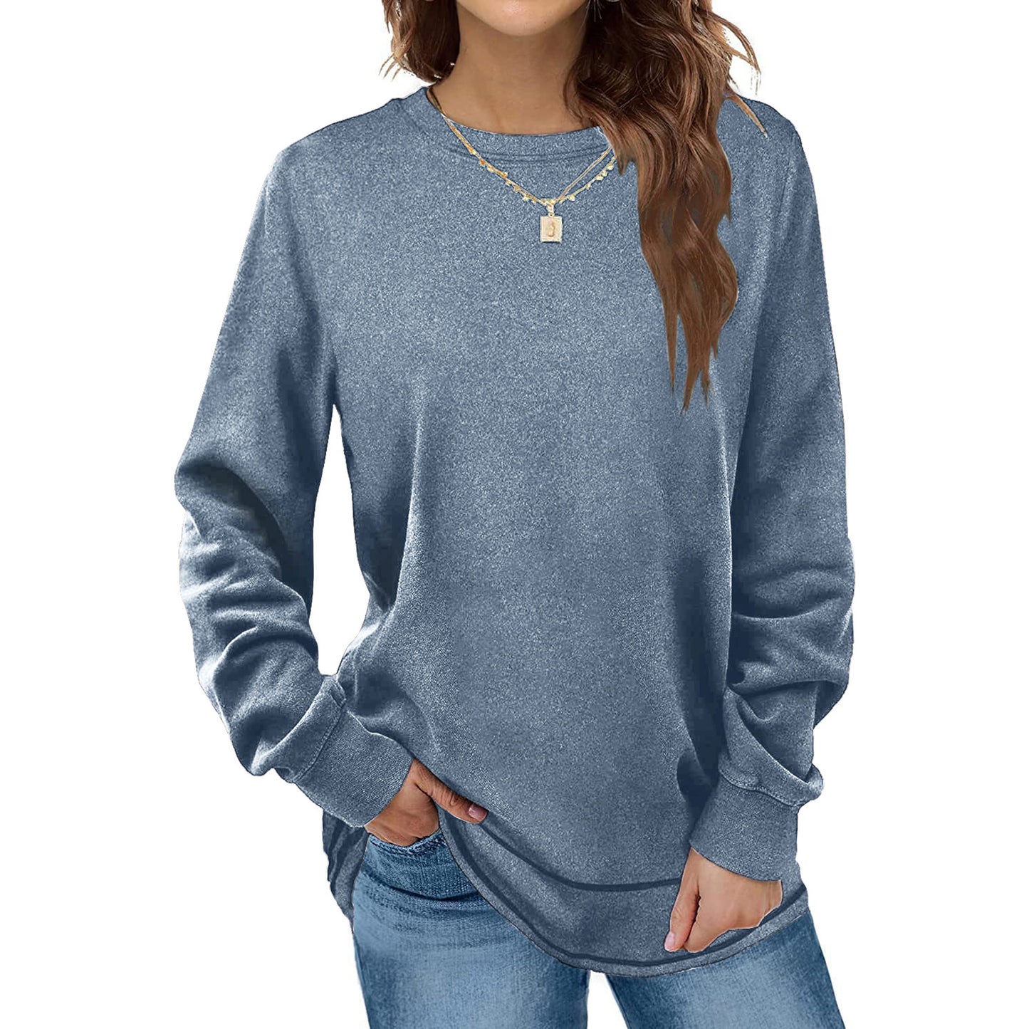 SHIBEVER Plus Size Sweatshirts for Women Crewneck Casual Tunic Tops Long Sleeve Shirts Womens Fall Pullover Tops