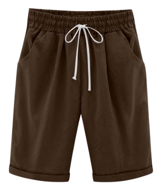 TEMOFON Womens Bermuda Shorts Elastic Waist Drawstring Summer Shorts for Women Casual Knee Length Beach Shorts with Pockets