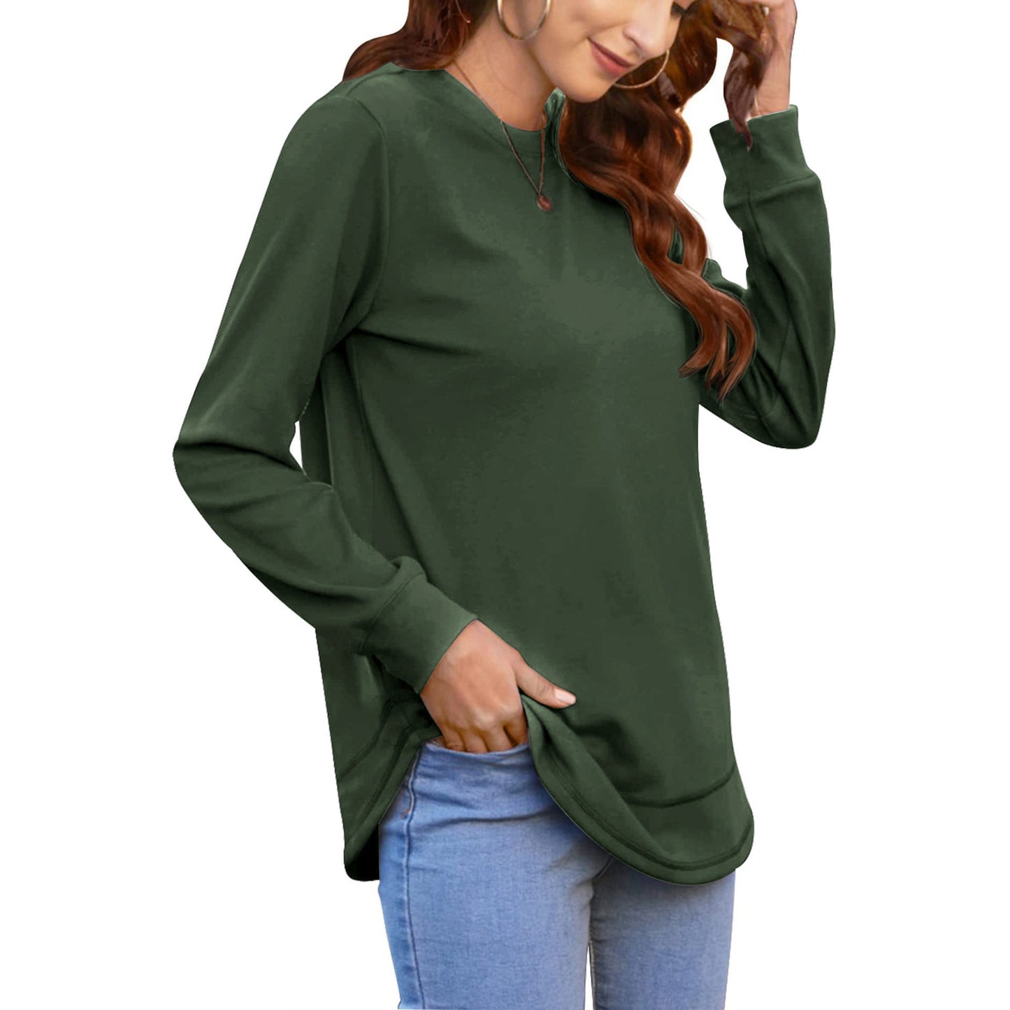 SHIBEVER Plus Size Sweatshirts for Women Crewneck Casual Tunic Tops Long Sleeve Shirts Womens Fall Pullover Tops