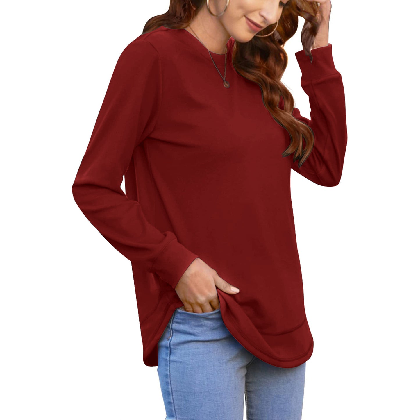 SHIBEVER Plus Size Sweatshirts for Women Crewneck Casual Tunic Tops Long Sleeve Shirts Womens Fall Pullover Tops