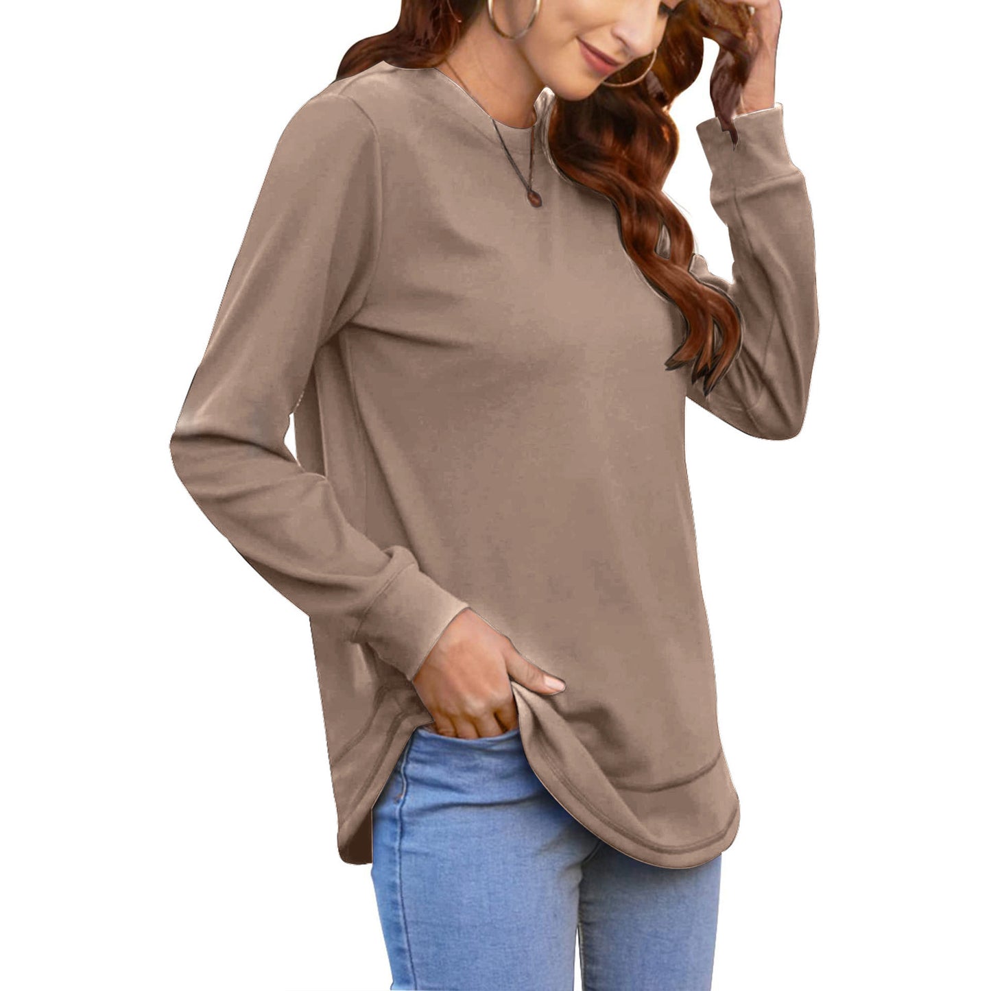 SHIBEVER Plus Size Sweatshirts for Women Crewneck Casual Tunic Tops Long Sleeve Shirts Womens Fall Pullover Tops