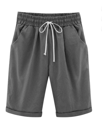 TEMOFON Womens Bermuda Shorts Elastic Waist Drawstring Summer Shorts for Women Casual Knee Length Beach Shorts with Pockets