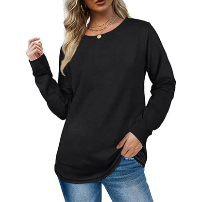 SHIBEVER Plus Size Sweatshirts for Women Crewneck Casual Tunic Tops Long Sleeve Shirts Womens Fall Pullover Tops