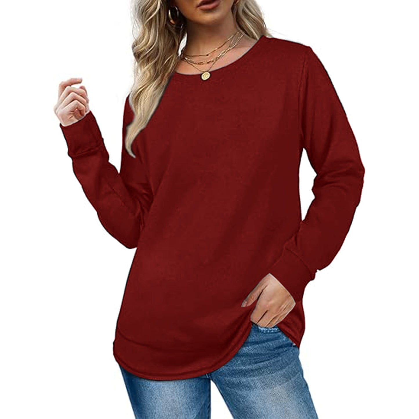 SHIBEVER Plus Size Sweatshirts for Women Crewneck Casual Tunic Tops Long Sleeve Shirts Womens Fall Pullover Tops