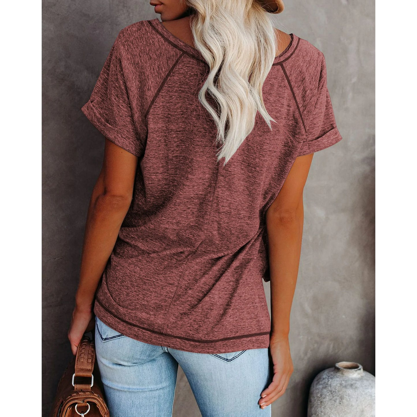 SHIBEVER T Shirts for Women Tops Summer Casual Short Sleeve Tunic Tops for Women Loose Color Block T Shirts Side Slit Crew Neck Lady Tops Blouses Gray L