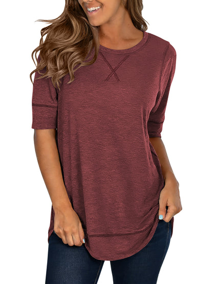 SHIBEVER Summer Short Sleeve T-Shirts for Women Fashion Trendy Loose Cute Tunic Casual Crew Neck Tops White Blouse