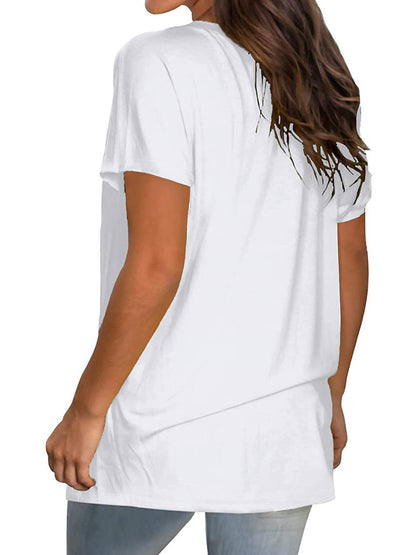 TEMOFON Shirts for Women Summer Short Sleeve Tunic Tops Casual V Neck Dressy T Shirt Comfy Loose Blouses