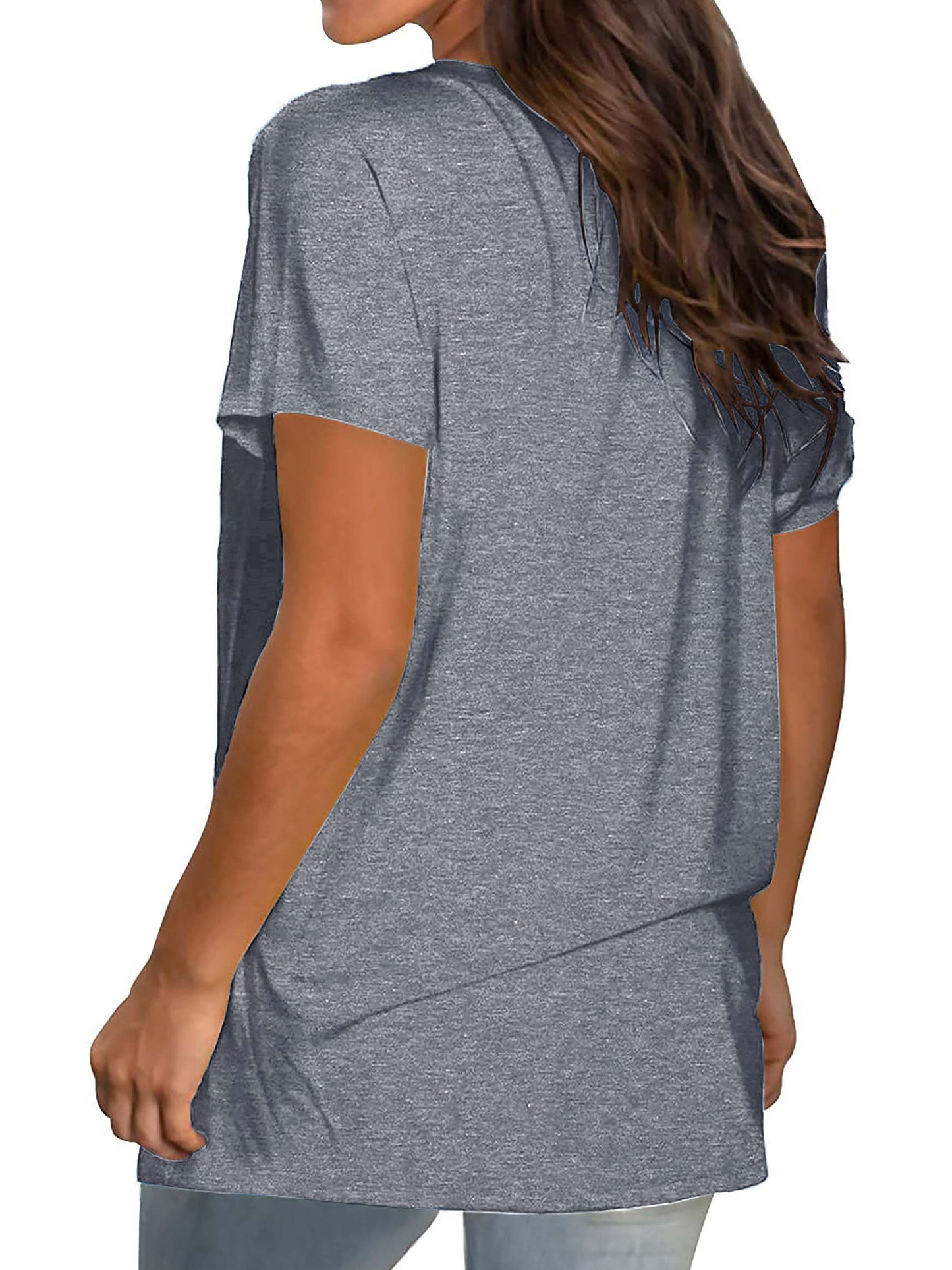 TEMOFON Shirts for Women Summer Short Sleeve Tunic Tops Casual V Neck Dressy T Shirt Comfy Loose Blouses