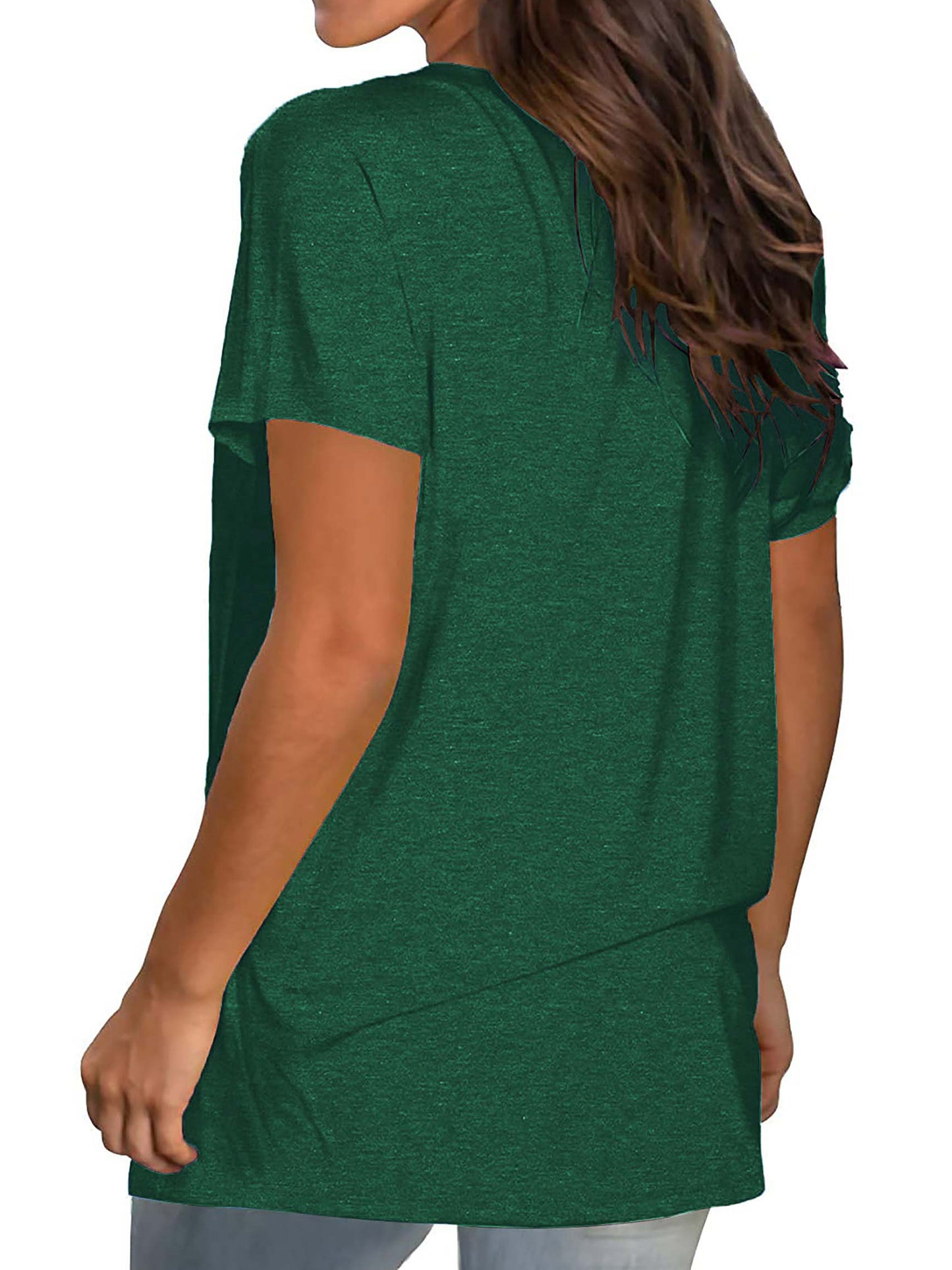 TEMOFON Shirts for Women Summer Short Sleeve Tunic Tops Casual V Neck Dressy T Shirt Comfy Loose Blouses