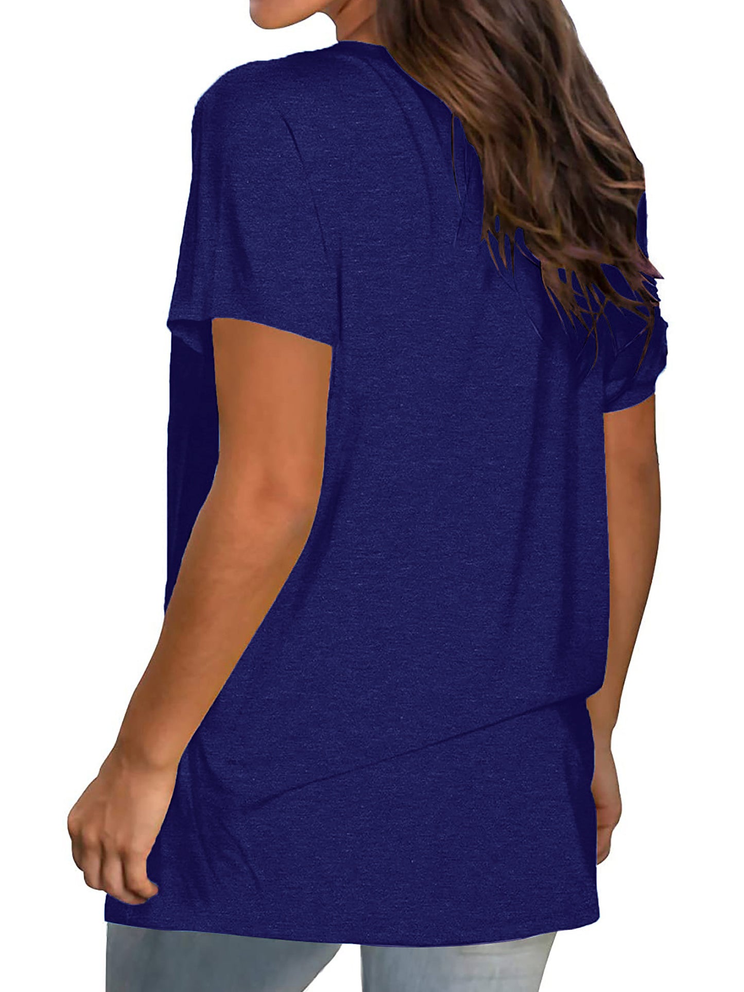 TEMOFON Shirts for Women Summer Short Sleeve Tunic Tops Casual V Neck Dressy T Shirt Comfy Loose Blouses