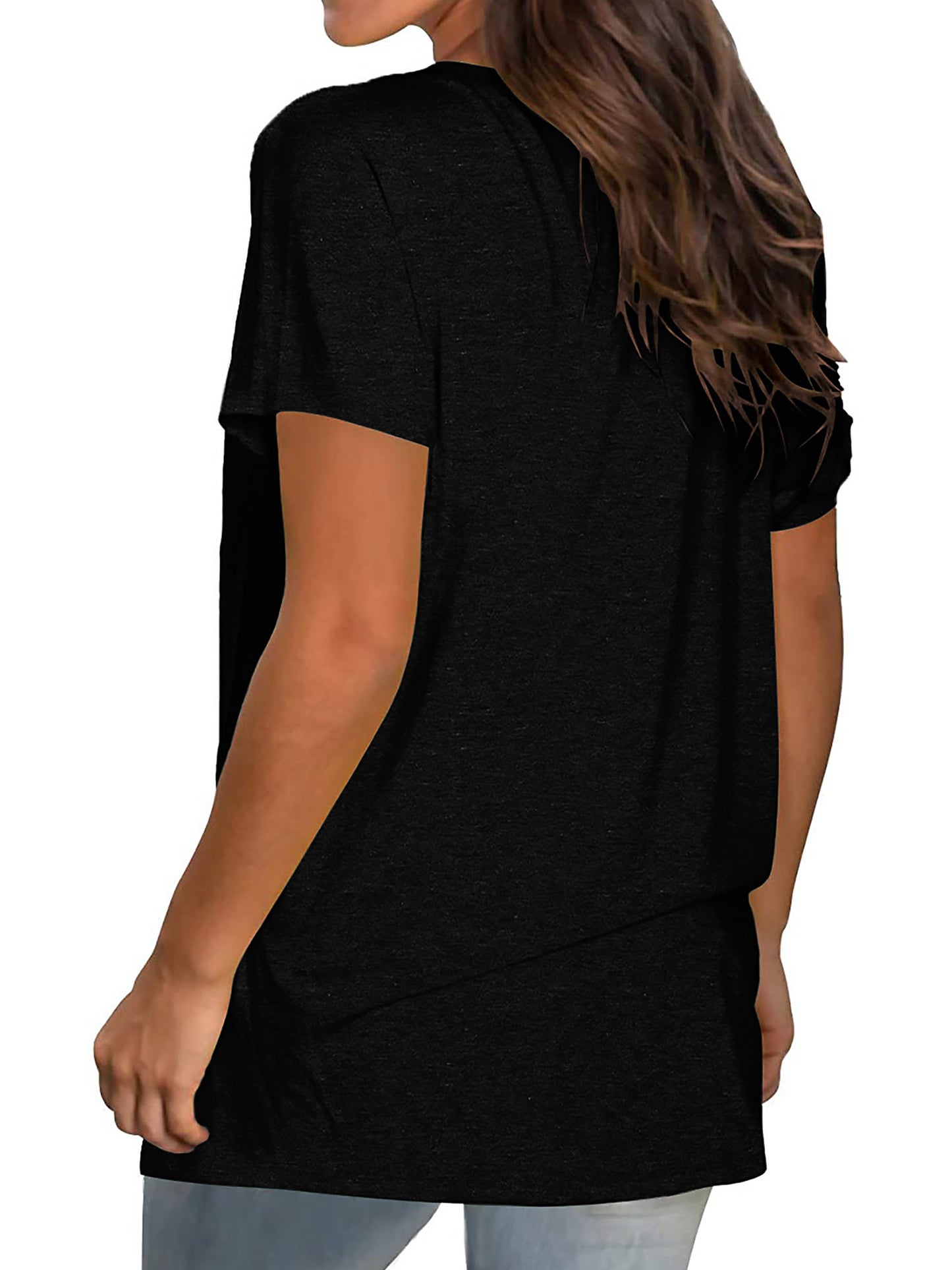 TEMOFON Shirts for Women Summer Short Sleeve Tunic Tops Casual V Neck Dressy T Shirt Comfy Loose Blouses