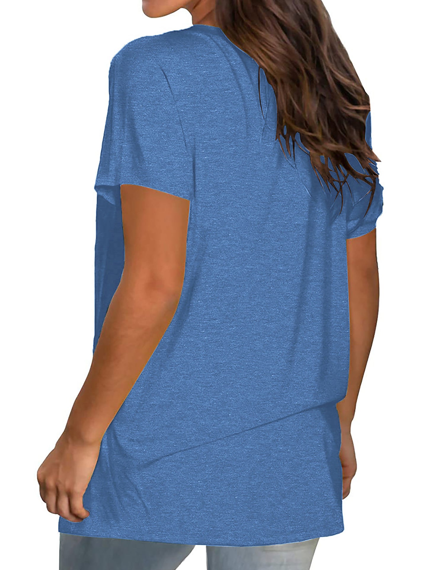 TEMOFON Shirts for Women Summer Short Sleeve Tunic Tops Casual V Neck Dressy T Shirt Comfy Loose Blouses