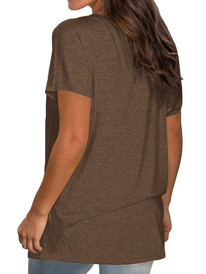 TEMOFON Shirts for Women Summer Short Sleeve Tunic Tops Casual V Neck Dressy T Shirt Comfy Loose Blouses