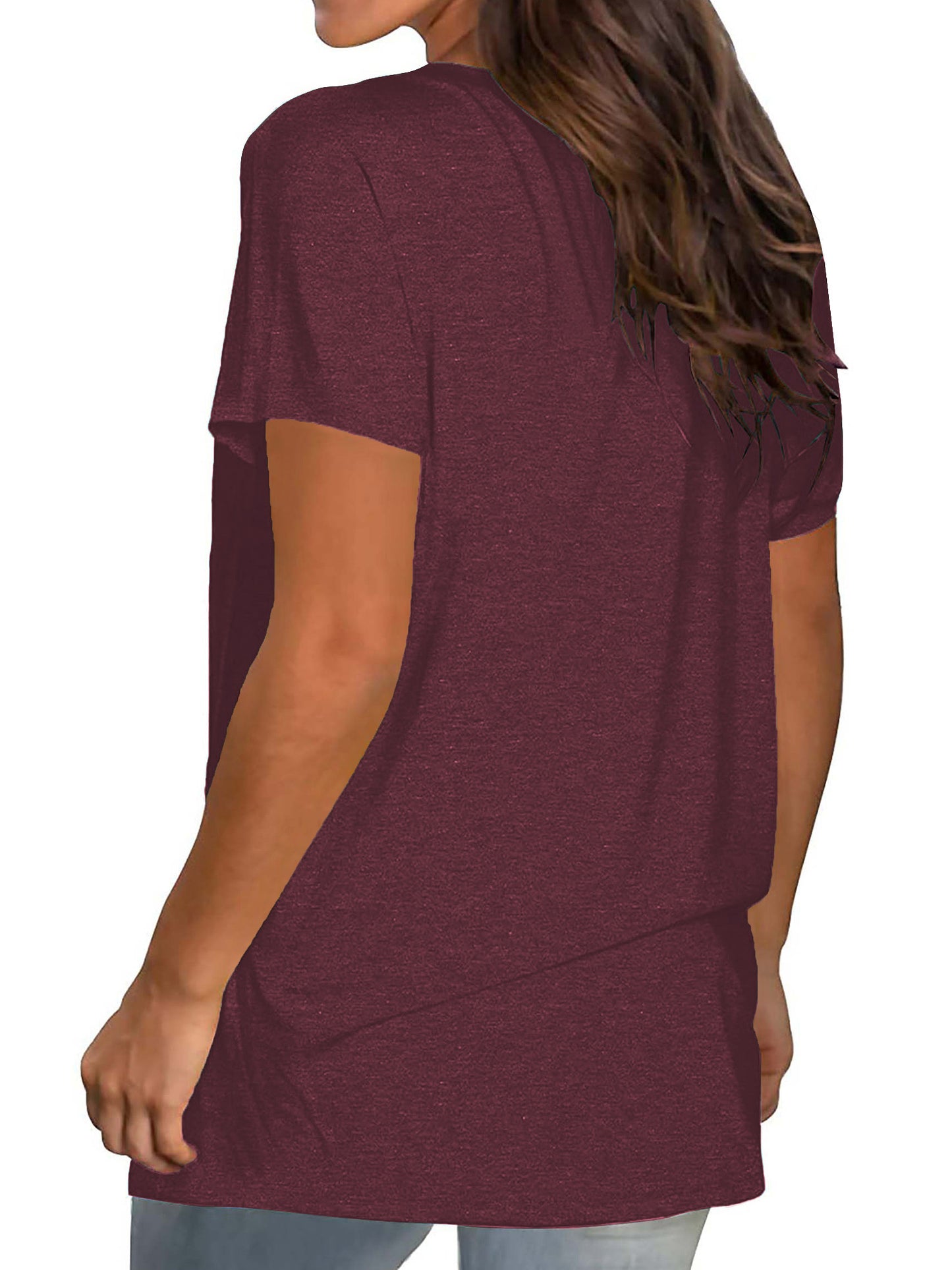 TEMOFON Shirts for Women Summer Short Sleeve Tunic Tops Casual V Neck Dressy T Shirt Comfy Loose Blouses