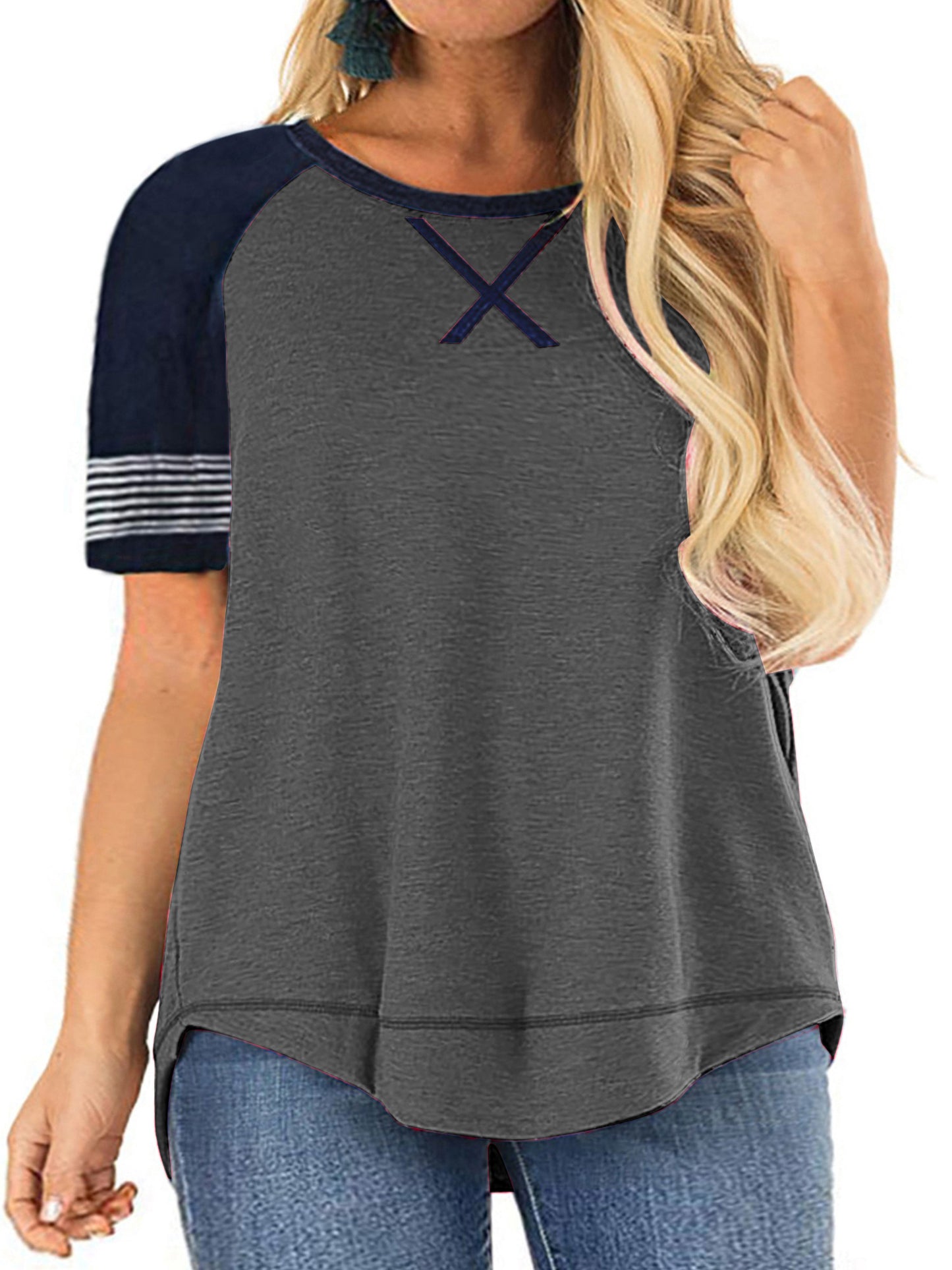 LANREMON Women Plus Size tops Summer t shirts Tunic for Women Crew Neck Short Sleeve Flowy Oversized T Shirts Blouse Pink 24 Plus