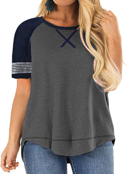 LANREMON Women Plus Size tops Summer t shirts Tunic for Women Crew Neck Short Sleeve Flowy Oversized T Shirts Blouse Pink 24 Plus