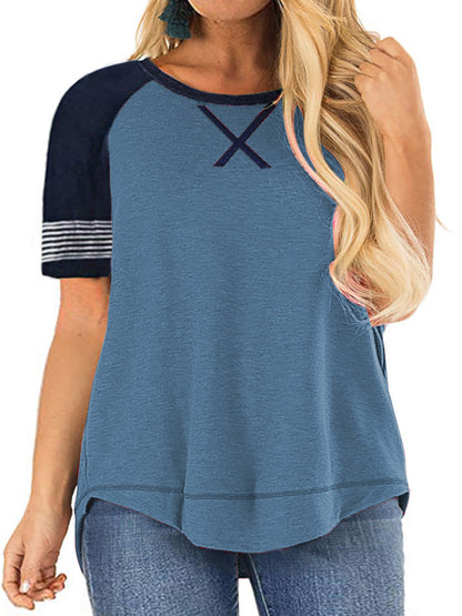 LANREMON Women Plus Size tops Summer t shirts Tunic for Women Crew Neck Short Sleeve Flowy Oversized T Shirts Blouse Pink 24 Plus