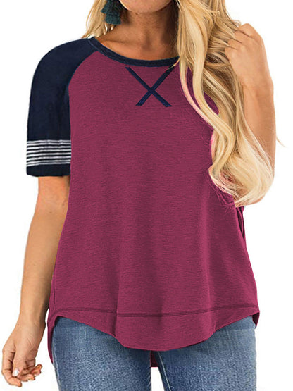 LANREMON Women Plus Size tops Summer t shirts Tunic for Women Crew Neck Short Sleeve Flowy Oversized T Shirts Blouse Pink 24 Plus