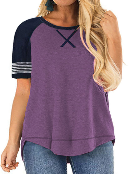 LANREMON Women Plus Size tops Summer t shirts Tunic for Women Crew Neck Short Sleeve Flowy Oversized T Shirts Blouse Pink 24 Plus