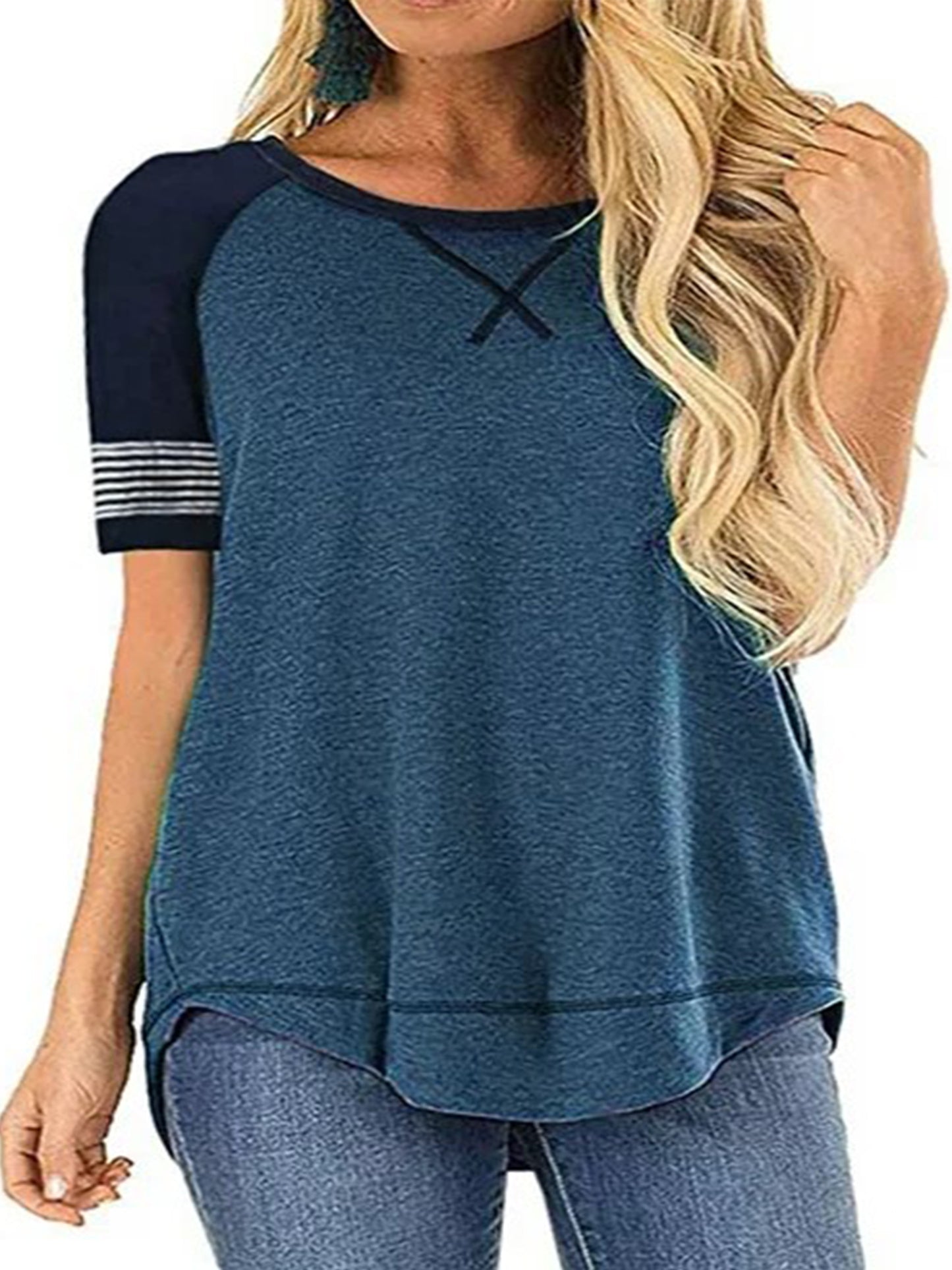 LANREMON Women Plus Size tops Summer t shirts Tunic for Women Crew Neck Short Sleeve Flowy Oversized T Shirts Blouse Pink 24 Plus