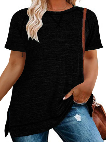 LANREMON Women Plus Size tops Summer t shirts Tunic for Women Crew Neck Short Sleeve Flowy Oversized T Shirts Blouse Pink 24 Plus