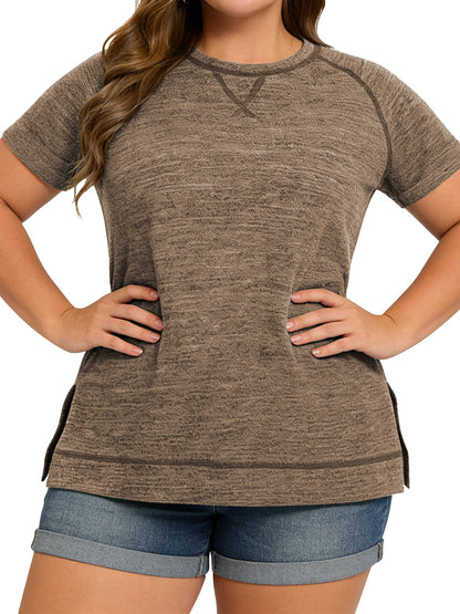 LANREMON Women Tops Plus Size Color Block Loose Summer Short Sleeve T Shirts Casual Crewneck Skyblue Baseball Tee Blouses Size