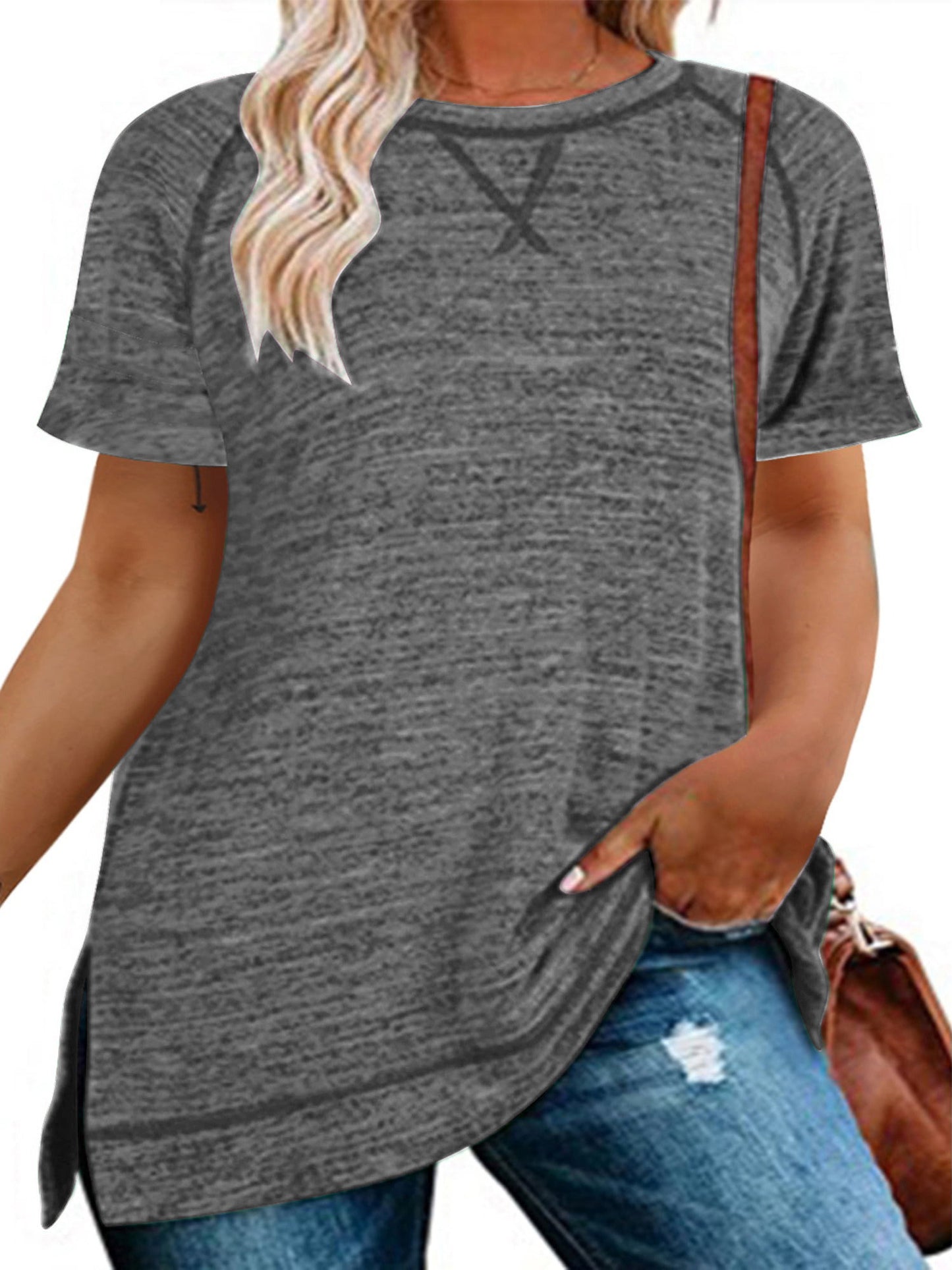 LANREMON Women Plus Size tops Summer t shirts Tunic for Women Crew Neck Short Sleeve Flowy Oversized T Shirts Blouse Pink 24 Plus