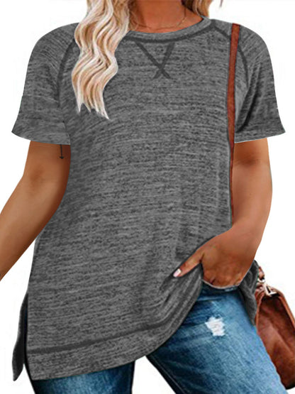 LANREMON Women Plus Size tops Summer t shirts Tunic for Women Crew Neck Short Sleeve Flowy Oversized T Shirts Blouse Pink 24 Plus