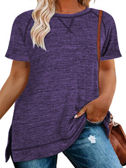 LANREMON Women Plus Size tops Summer t shirts Tunic for Women Crew Neck Short Sleeve Flowy Oversized T Shirts Blouse Pink 24 Plus