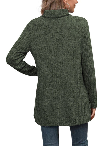 SHIBEVER Womens Sweaters Long Sleeve Fall Casual Tops Turtleneck Lightweight Soft Sweaters Side Split Fashion Pullover Loose Tunic Winter Clothes