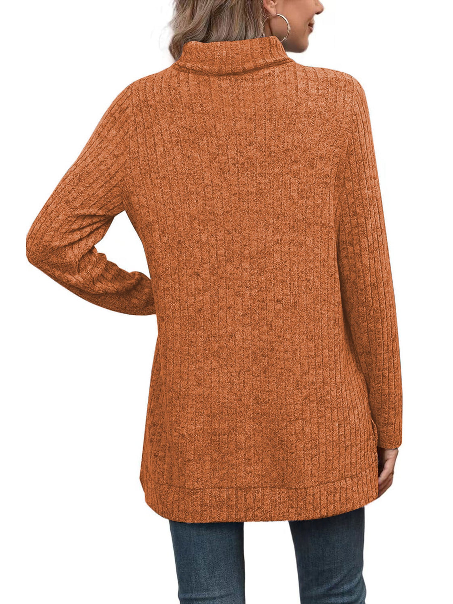 SHIBEVER Womens Sweaters Long Sleeve Fall Casual Tops Turtleneck Lightweight Soft Sweaters Side Split Fashion Pullover Loose Tunic Winter Clothes