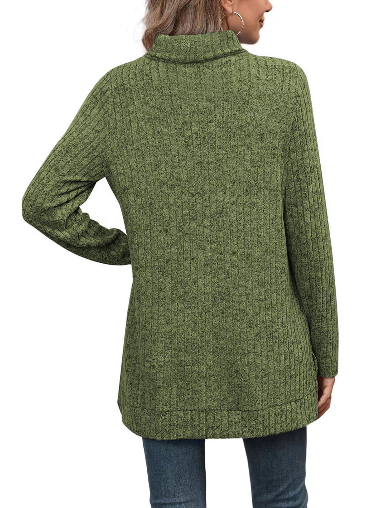 SHIBEVER Womens Sweaters Long Sleeve Fall Casual Tops Turtleneck Lightweight Soft Sweaters Side Split Fashion Pullover Loose Tunic Winter Clothes