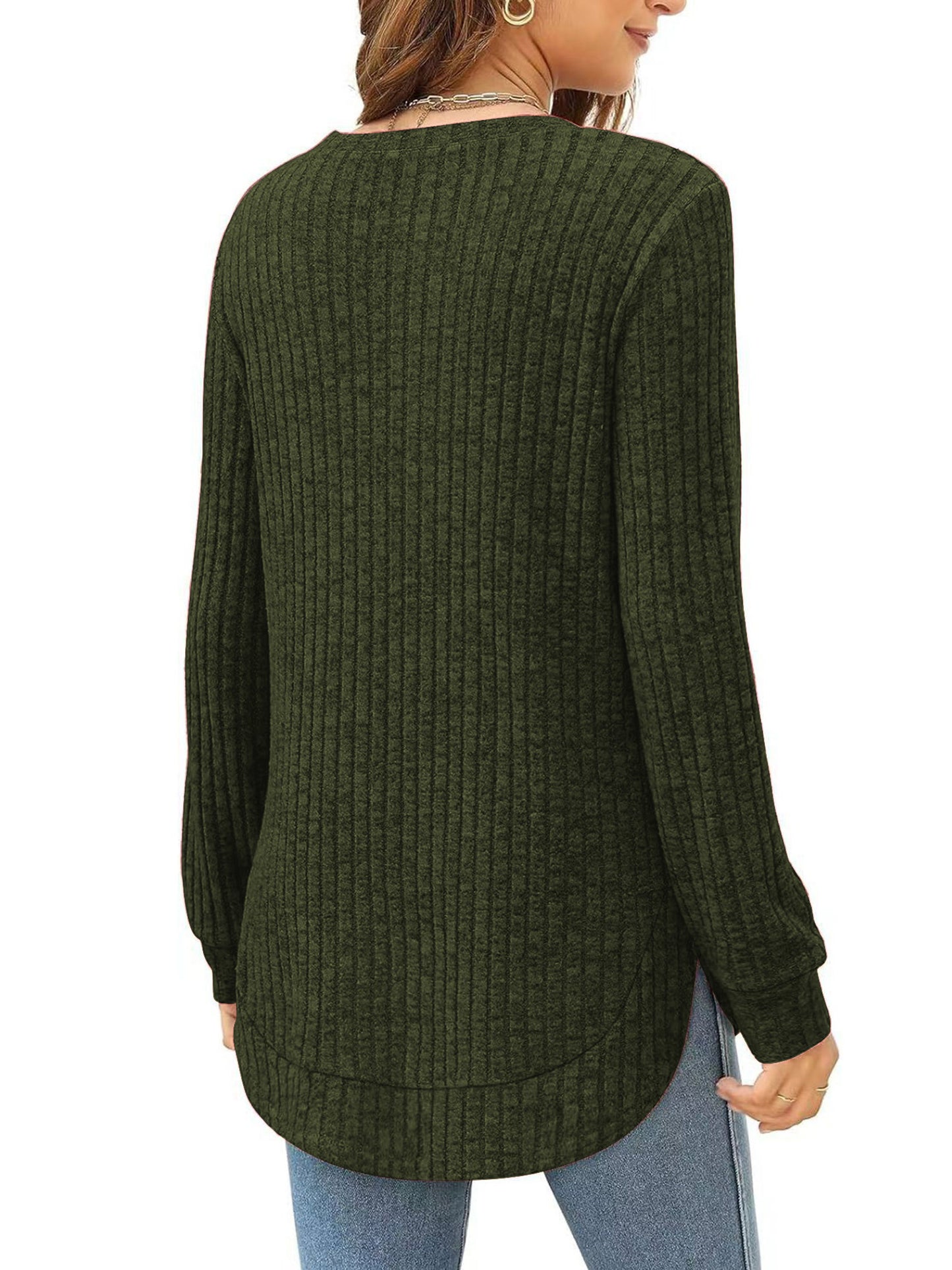 SHIBEVER Long Sleeve Tops for Women Fall Casual Lightweight Soft Sweaters Fashion Side Spilt Winter Pullover Loose Shirts for Women