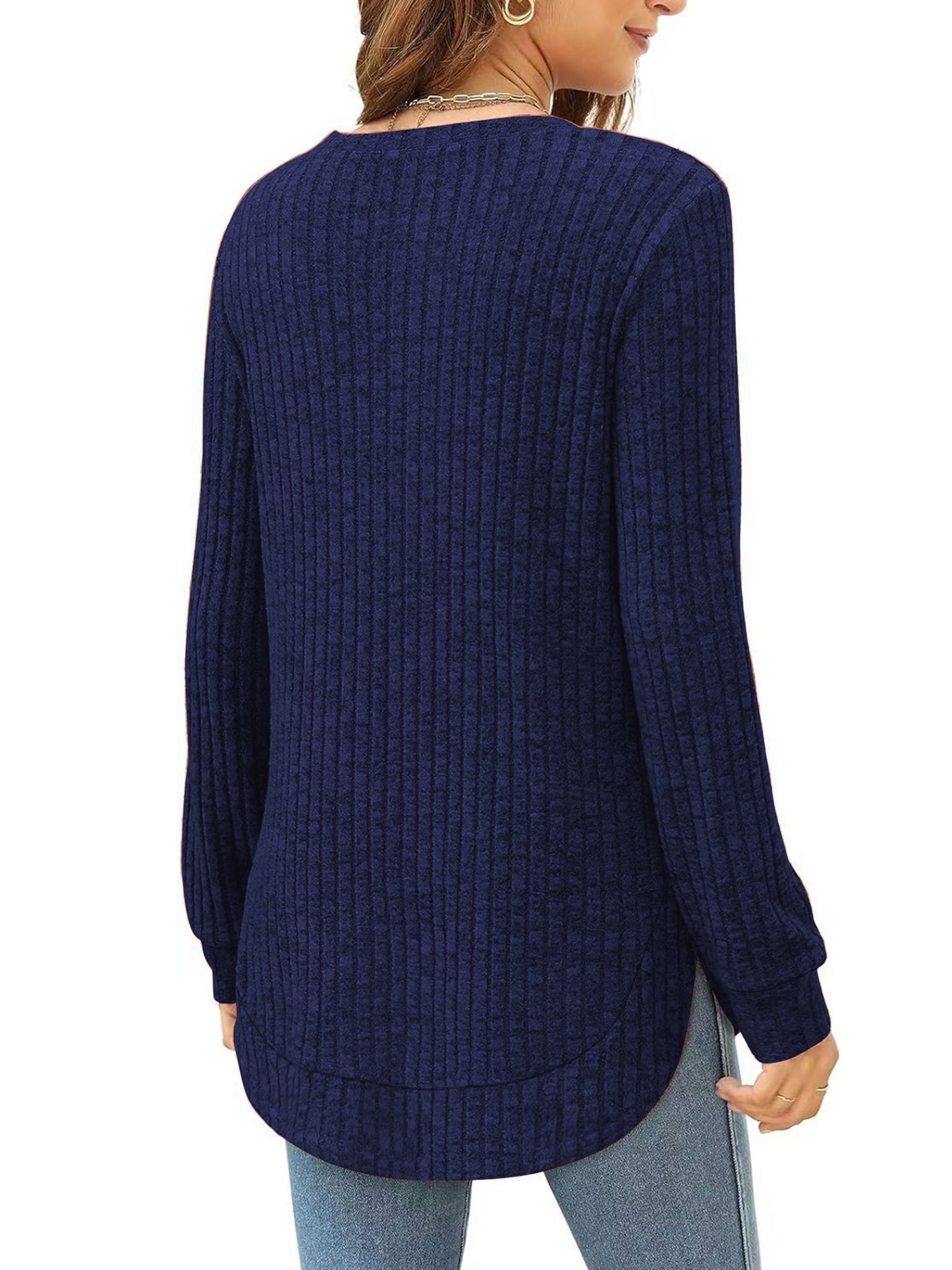 SHIBEVER Long Sleeve Tops for Women Fall Casual Lightweight Soft Sweaters Fashion Side Spilt Winter Pullover Loose Shirts for Women