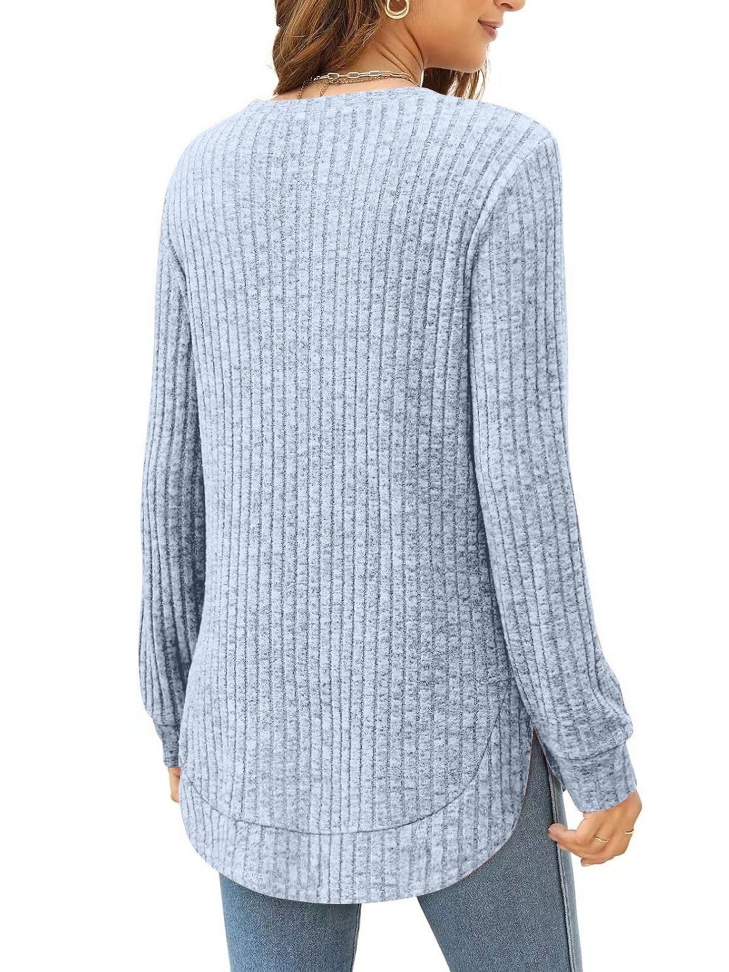 SHIBEVER Long Sleeve Tops for Women Fall Casual Lightweight Soft Sweaters Fashion Side Spilt Winter Pullover Loose Shirts for Women