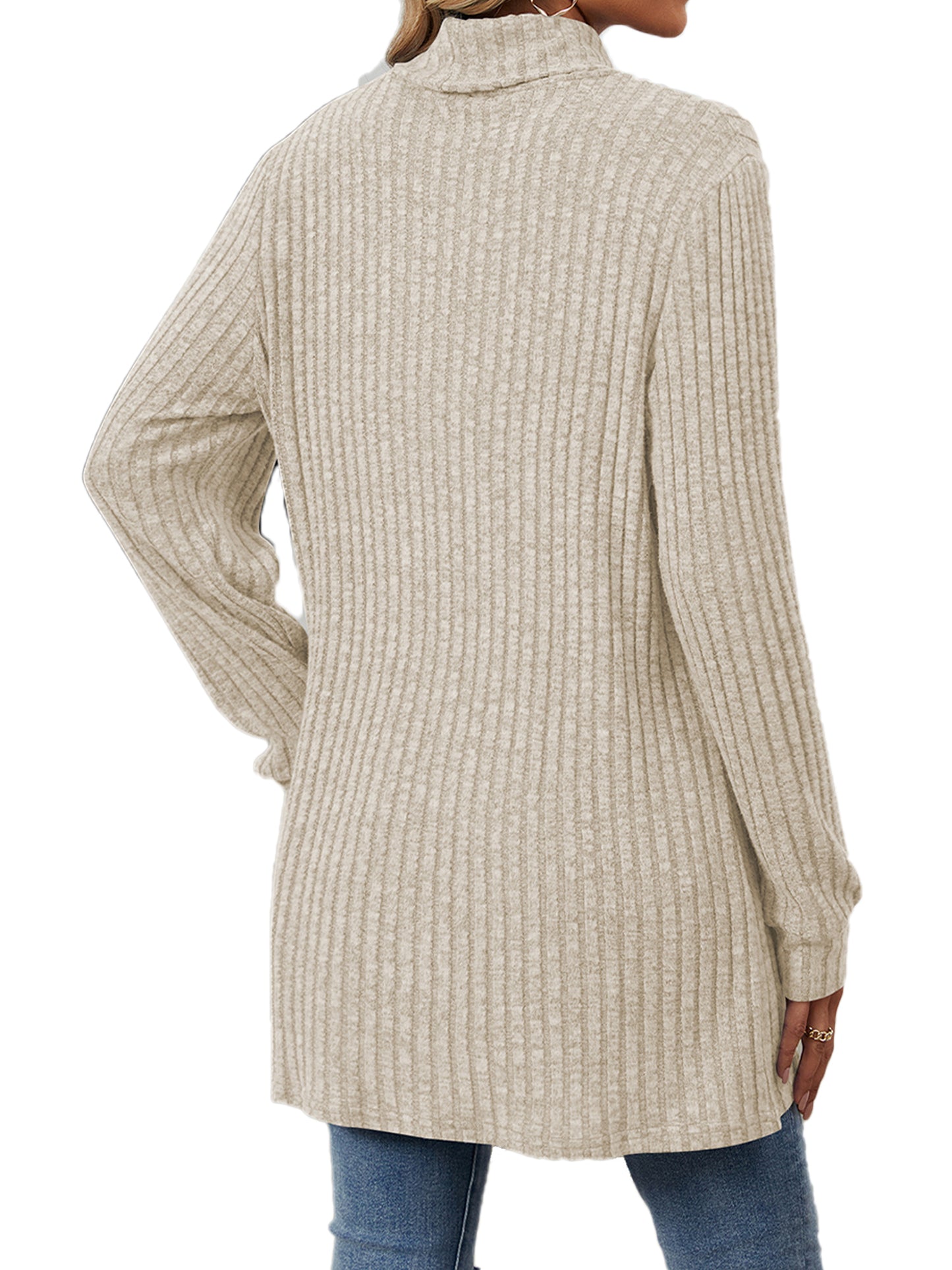 TEMOFON Long Sleeve Tops for Women Casual Turtleneck Soft Sweaters Fall Loose Knit Tunic Tops Fall Pullover Winter Clothes with Pocket