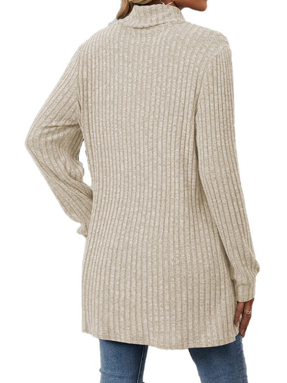 TEMOFON Long Sleeve Tops for Women Casual Turtleneck Soft Sweaters Fall Loose Knit Tunic Tops Fall Pullover Winter Clothes with Pocket