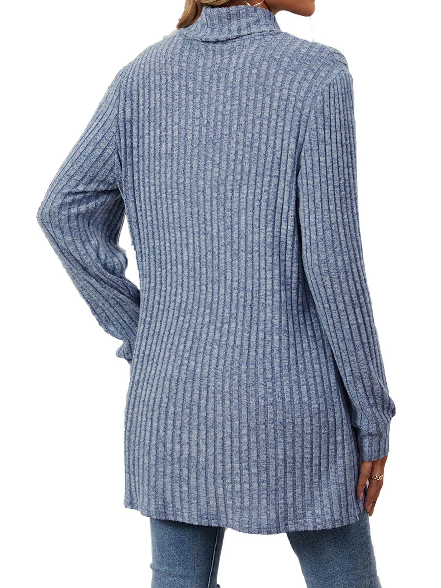 TEMOFON Long Sleeve Tops for Women Casual Turtleneck Soft Sweaters Fall Loose Knit Tunic Tops Fall Pullover Winter Clothes with Pocket