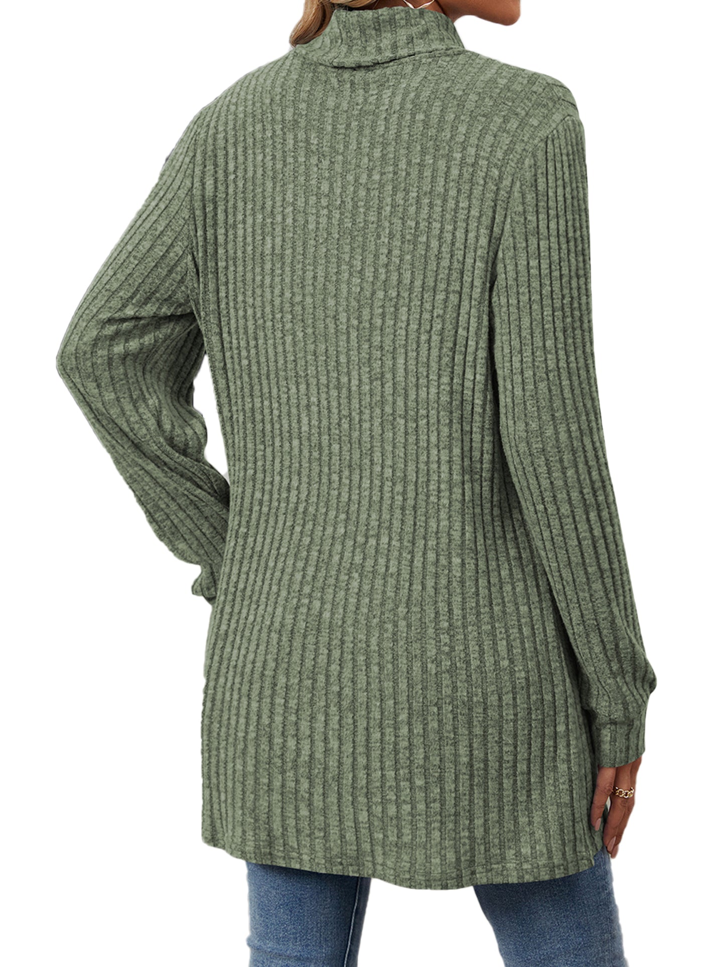 TEMOFON Long Sleeve Tops for Women Casual Turtleneck Soft Sweaters Fall Loose Knit Tunic Tops Fall Pullover Winter Clothes with Pocket