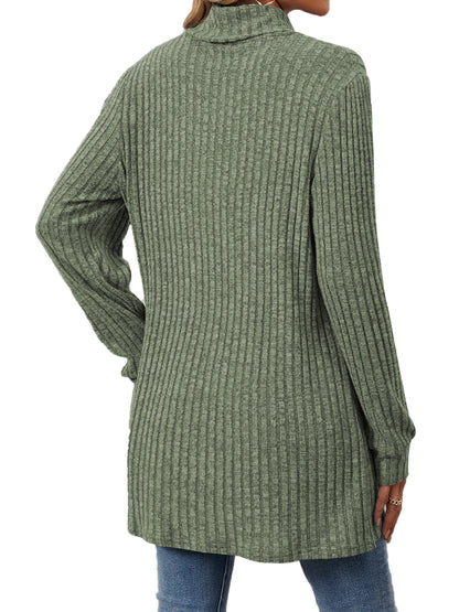 TEMOFON Long Sleeve Tops for Women Casual Turtleneck Soft Sweaters Fall Loose Knit Tunic Tops Fall Pullover Winter Clothes with Pocket