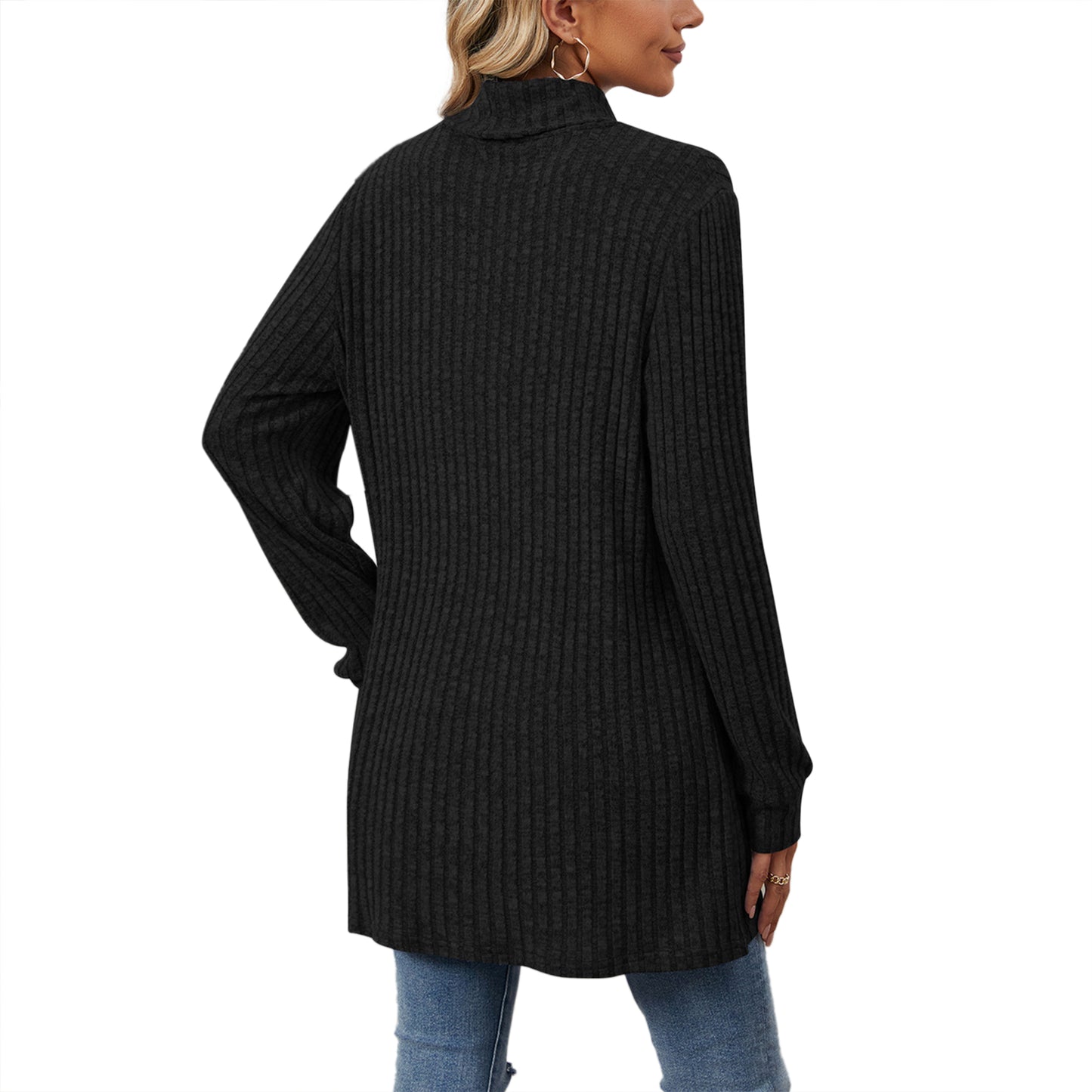 TEMOFON Long Sleeve Tops for Women Casual Turtleneck Soft Sweaters Fall Loose Knit Tunic Tops Fall Pullover Winter Clothes with Pocket