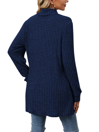 TEMOFON Long Sleeve Tops for Women Casual Turtleneck Soft Sweaters Fall Loose Knit Tunic Tops Fall Pullover Winter Clothes with Pocket