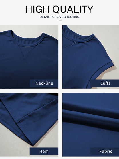 SHIBEVER Womens Summer Dress Casual Ruffle Hem Babydoll T Shirt Dresses for Women Comfy Cap Sleeve Loose Mini Dresses